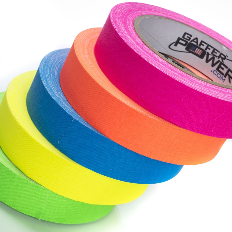 Gaffer Power 5-Pack Fluorescent Gaffer Tape | Leaves No Residue | Heavy Duty Pro Gaff Tape | Secures Cables, Holds Down Wires | Easy to Tear | Multipurpose | Weather Resistant. Made in The USA Gaff Tape - Image 1